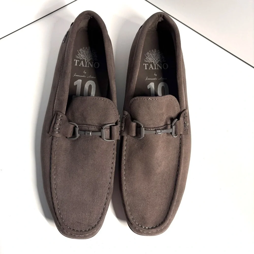 Tayno Men's Dark Grey Suede Bit‎ Loafers in Size